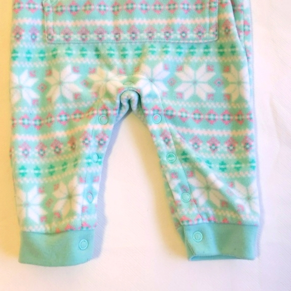 carter's pastel fair isle fleece hoodie jumpsuit 3 months baby girl - Picture 3 of 7